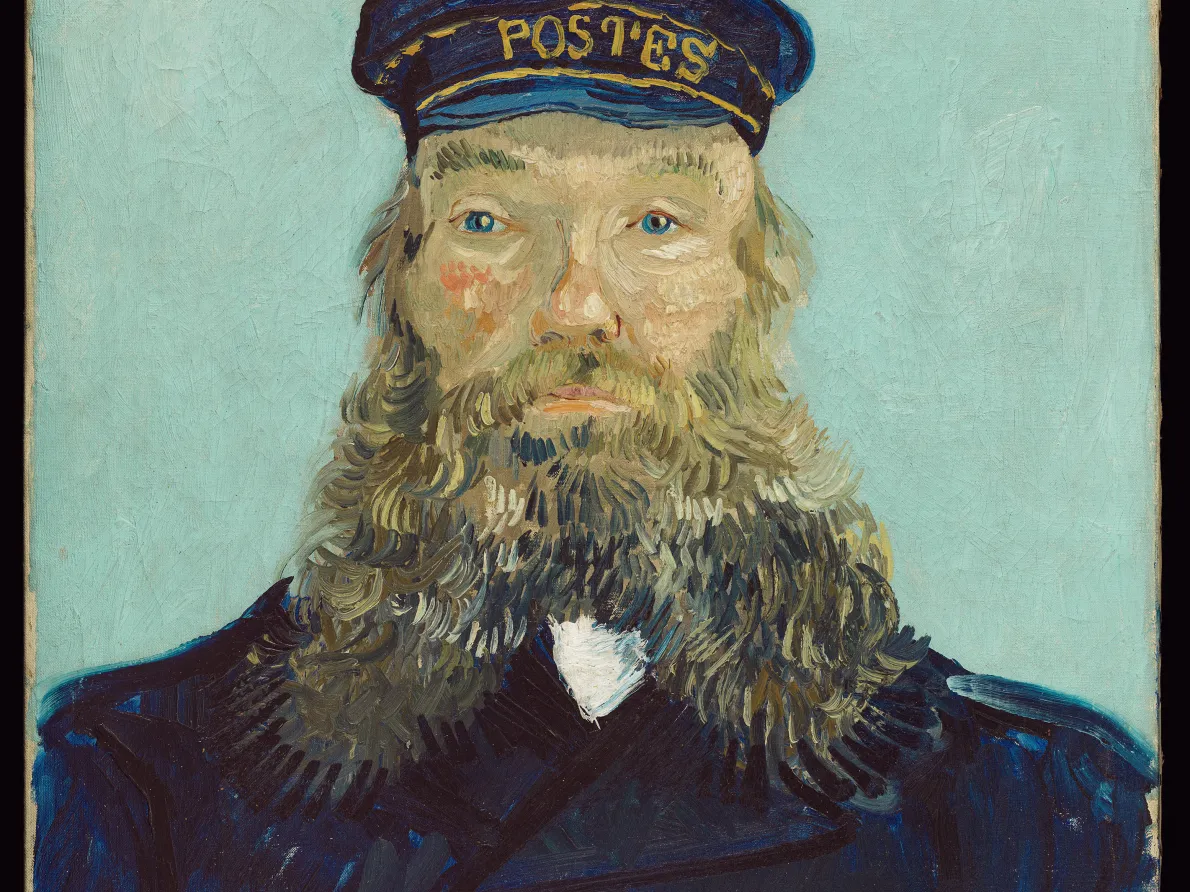 "Portrait of Postman Roulin," 1888, Vincent van Gogh, Dutch; oil on canvas. Detroit Institute of Arts.