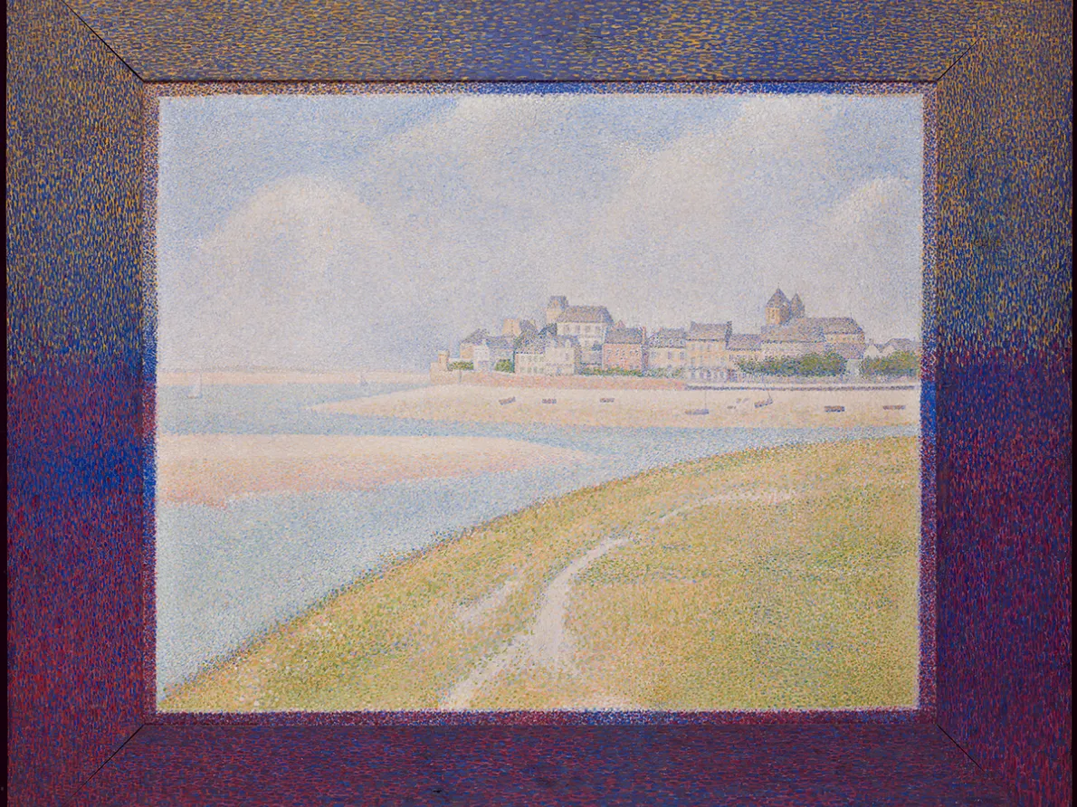 "View of Le Crotoy from Upstream", 1889, Georges Pierre Seurat, French; oil on canvas. Detroit Institute of Arts.