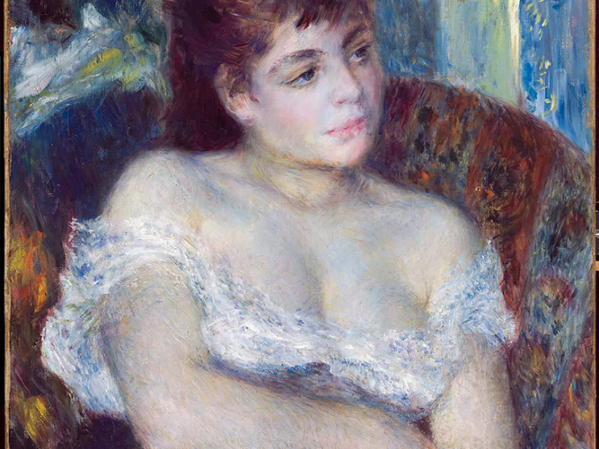 "Woman in an Armchair," 1874, Pierre-Auguste Renoir, French; oil on canvas. Detroit Institute of Arts.
