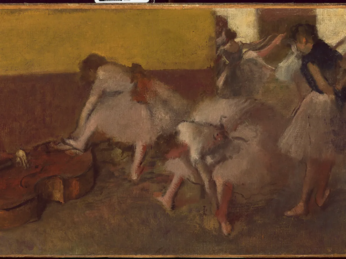 "Dancers in the Green Room," 1879, Edgar Degas, French; oil on canvas. Detroit Institute of Arts.