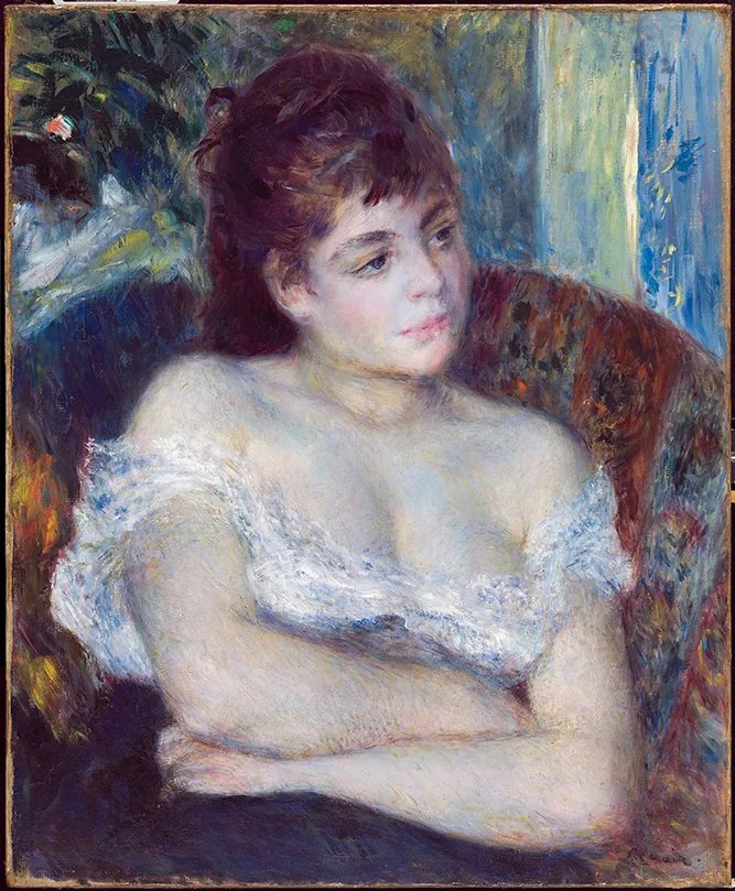 "Woman in an Armchair," 1874, Pierre-Auguste Renoir, French; oil on canvas. Detroit Institute of Arts.