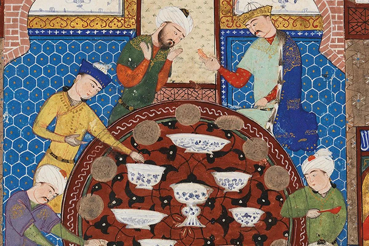 A Banquet Scene with Hormuz, Iran, detail