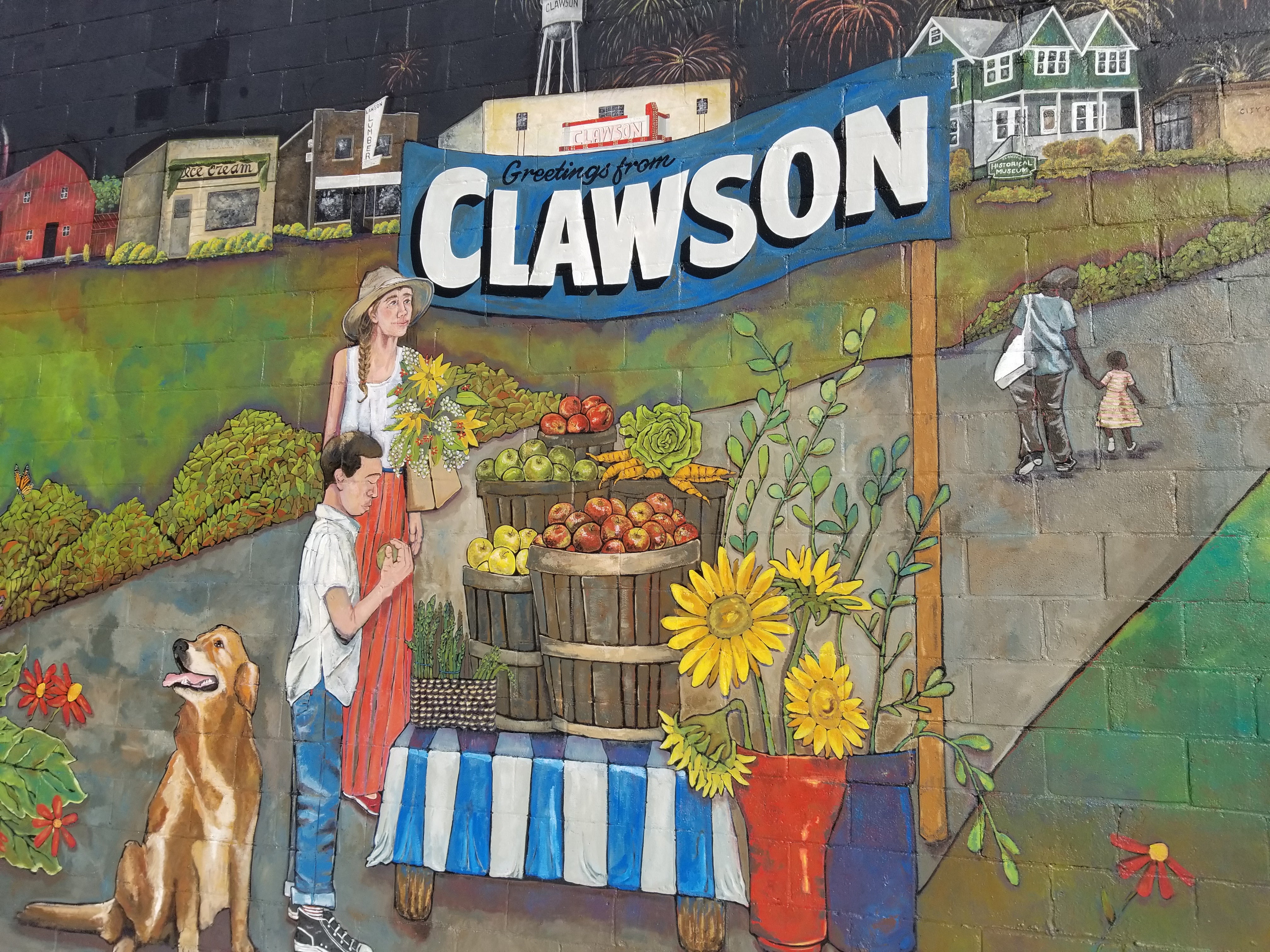 Clawson PIPA mural featuring a farm stand