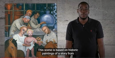A DIA Gallery Teacher gives an online talk about the Detroit Industry murals