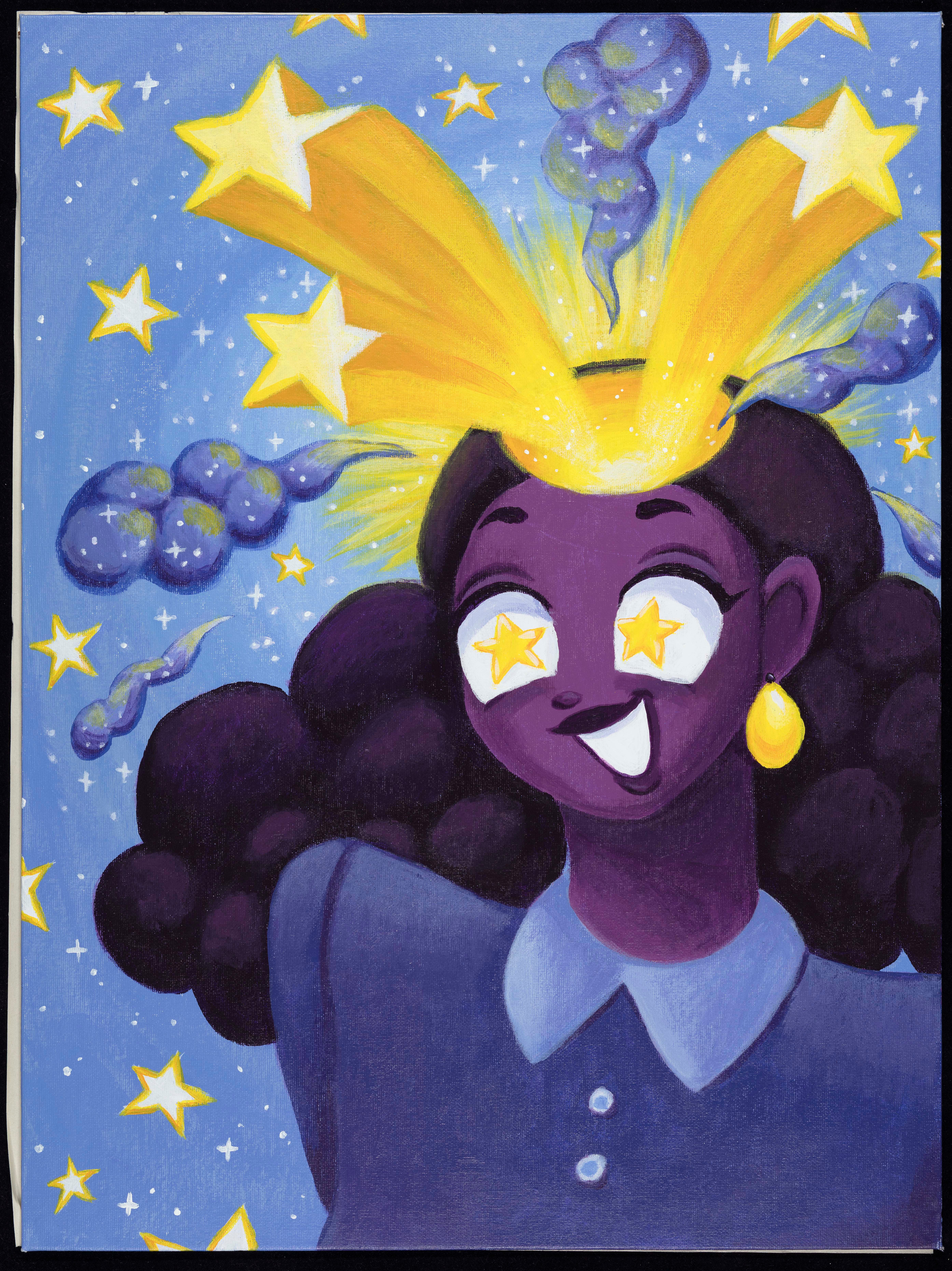 Nala White, "A Spacey, Starry Mind," painting, Grade 12, Teacher: Elisabel Vega-Argueta