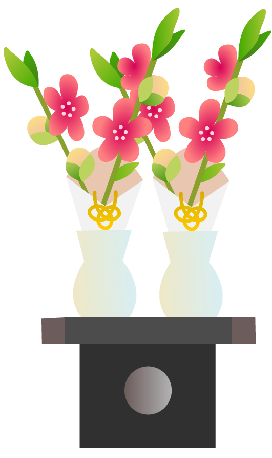 Illustration of Japanese flowers in a vase