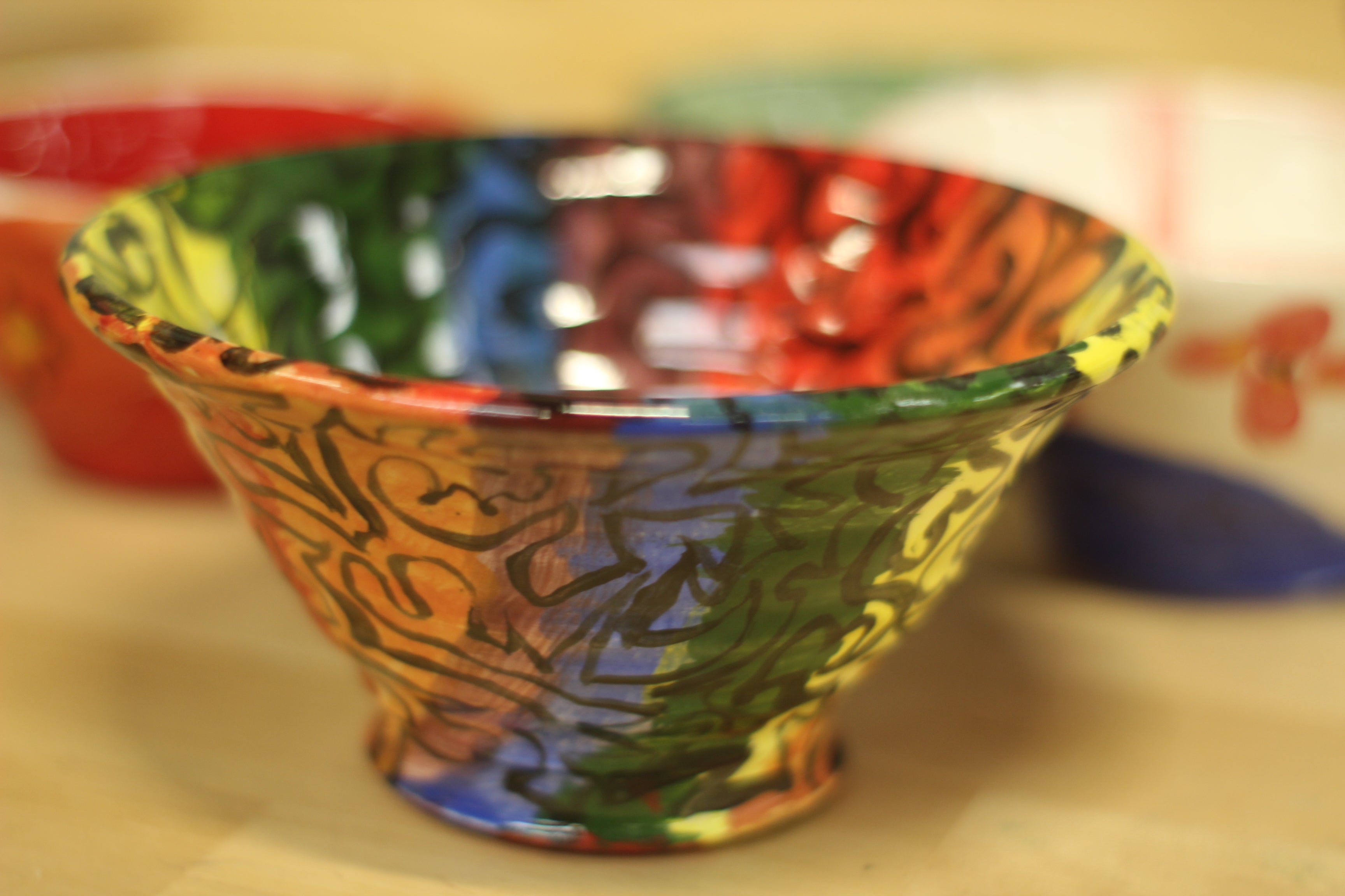 Painted clay bowl