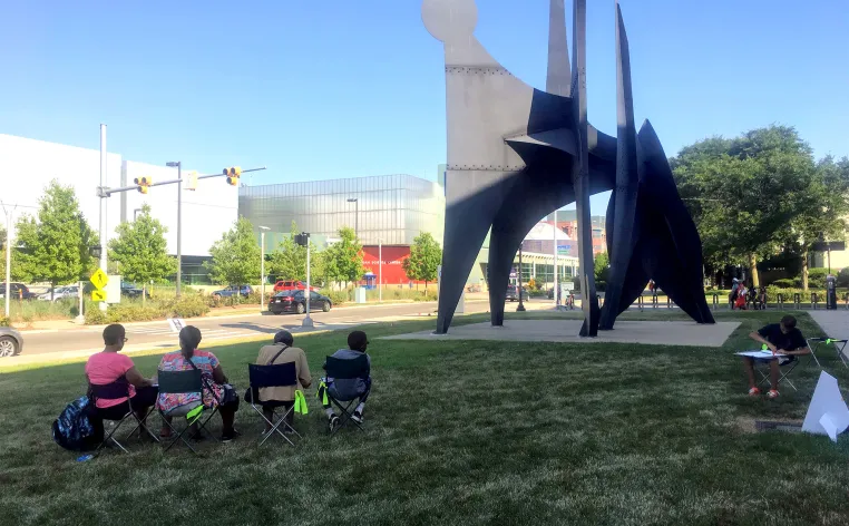 Drawing on the John R lawn
