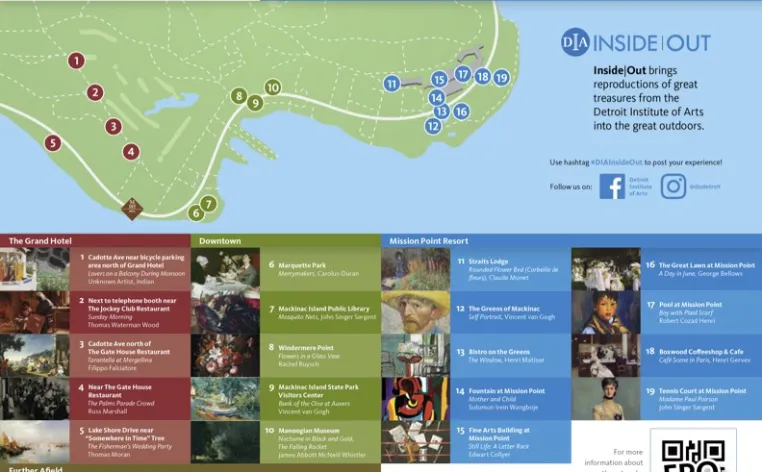 Map of Mackinac Island and the Inside|Out projects across the island.