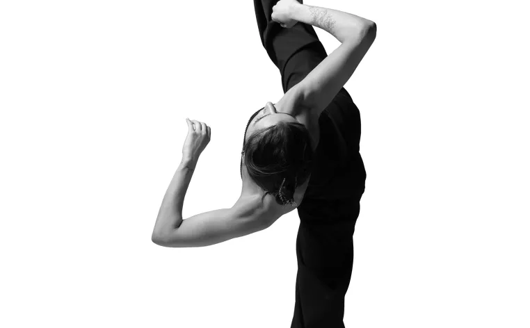 A person doing the standing splits