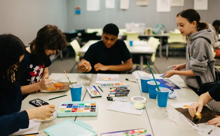 Teen Council participates in an Artmaking activity at the DIA