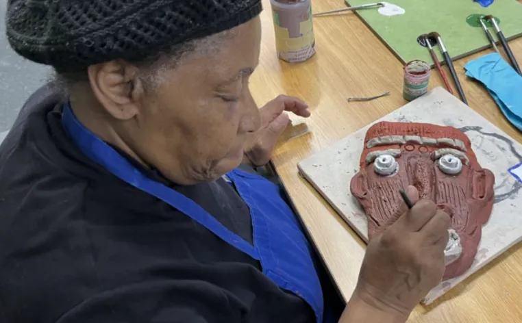 An example of clay masks being made in the Detroit Institute of Arts' Artmaking Studio during a DIA Studio Session event.