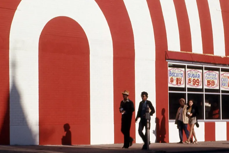 Red striped storefront