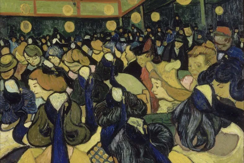 Vincent van Gogh (Dutch, 1853–1890). The Dance Hall at Arles, 1888. Oil on canvas; 25 5/8 x 33 5/8 in. (65 x 85.5 cm). Musée d’Orsay, Paris, gift of M. and Mme André Meyer, 1951, RF 1950-9.