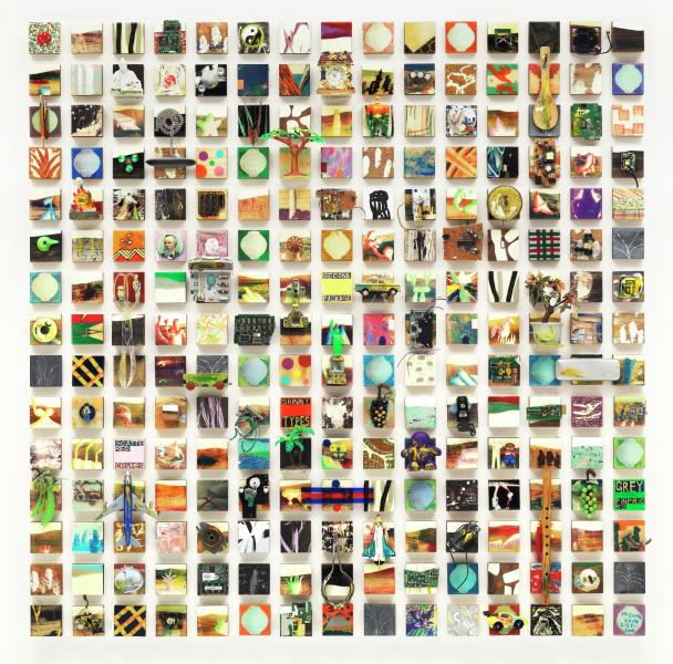 Happy World – Scattered Crumbs,” 2011–2014, Ik-Joong Kang, mixed media on wood. Detroit Institute of Arts