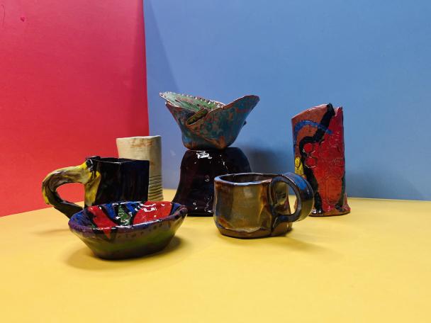 Examples of pottery made in the DIA&#039;s artmaking studio