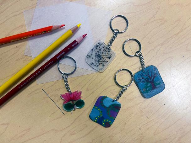 Examples of shrinky dinks made in the DIA&#039;s artmaking studio