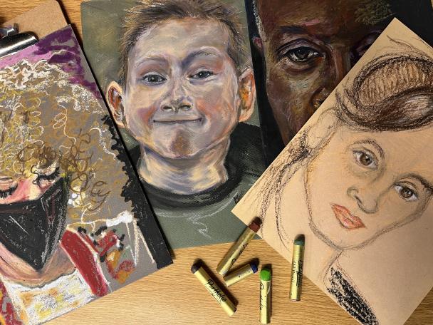 Oil Pastel Portraits 