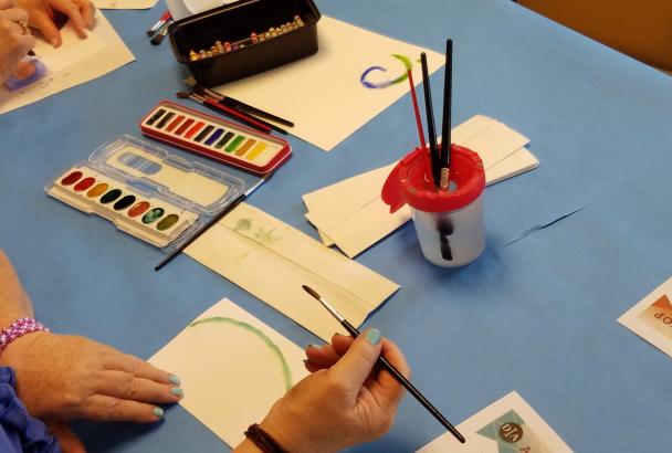 Example of watercoloring in the DIA's Artmaking Studio