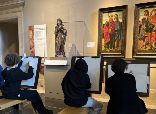 Patrons drawing in the Medieval & Renaissance galleries