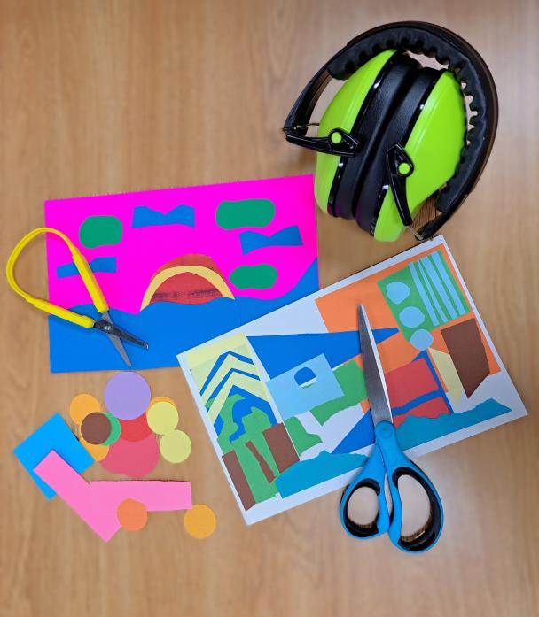 Examples of drawing with scissors projects made in the DIA's Artmaking Studio