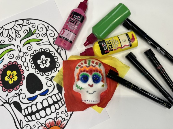 An example of sugar skulls made in the DIA's Artmaking Studio