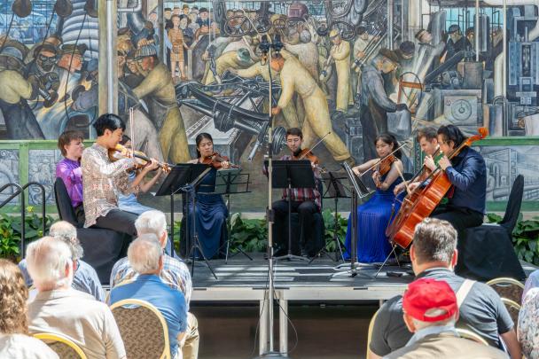 Chamber performers in the DIA's Rivera Court