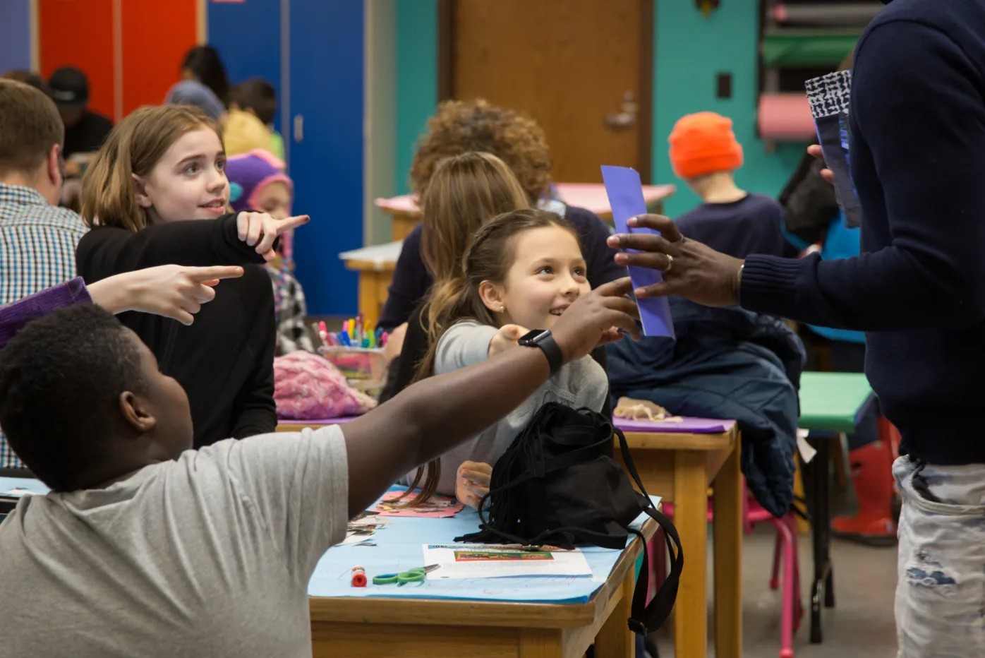 Excited kids in the DIA&#039;s art-making studio