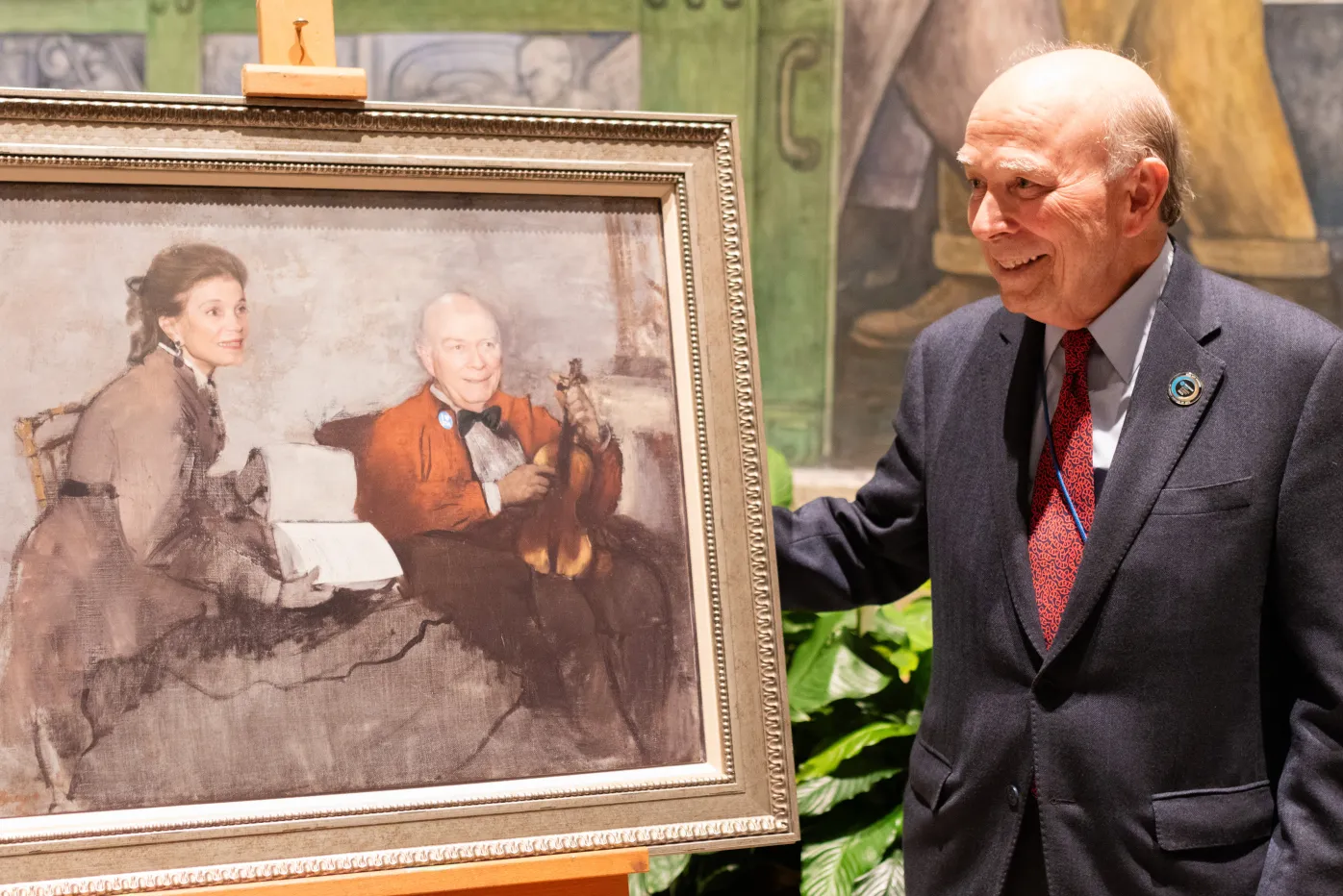 Gene Gargaro poses with his gift from the DIA.