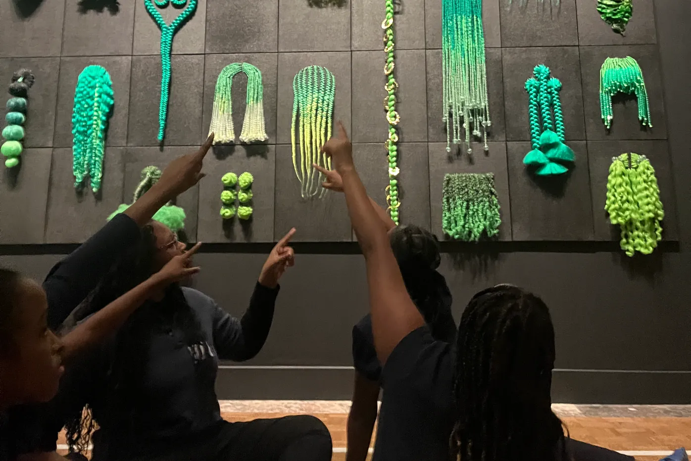 Fifth graders from Detroit Premier Academy visited for a Meaning Through Artmaking field trip, which included a guided tour of Tiff Massey's 7 Mile+Livernois exhibition and a printmaking lesson in the Studio. Courtesy: Zachary Frieling