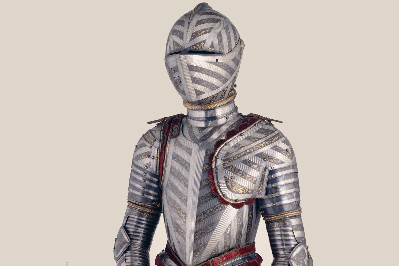 A suit of armor shown from the waist up