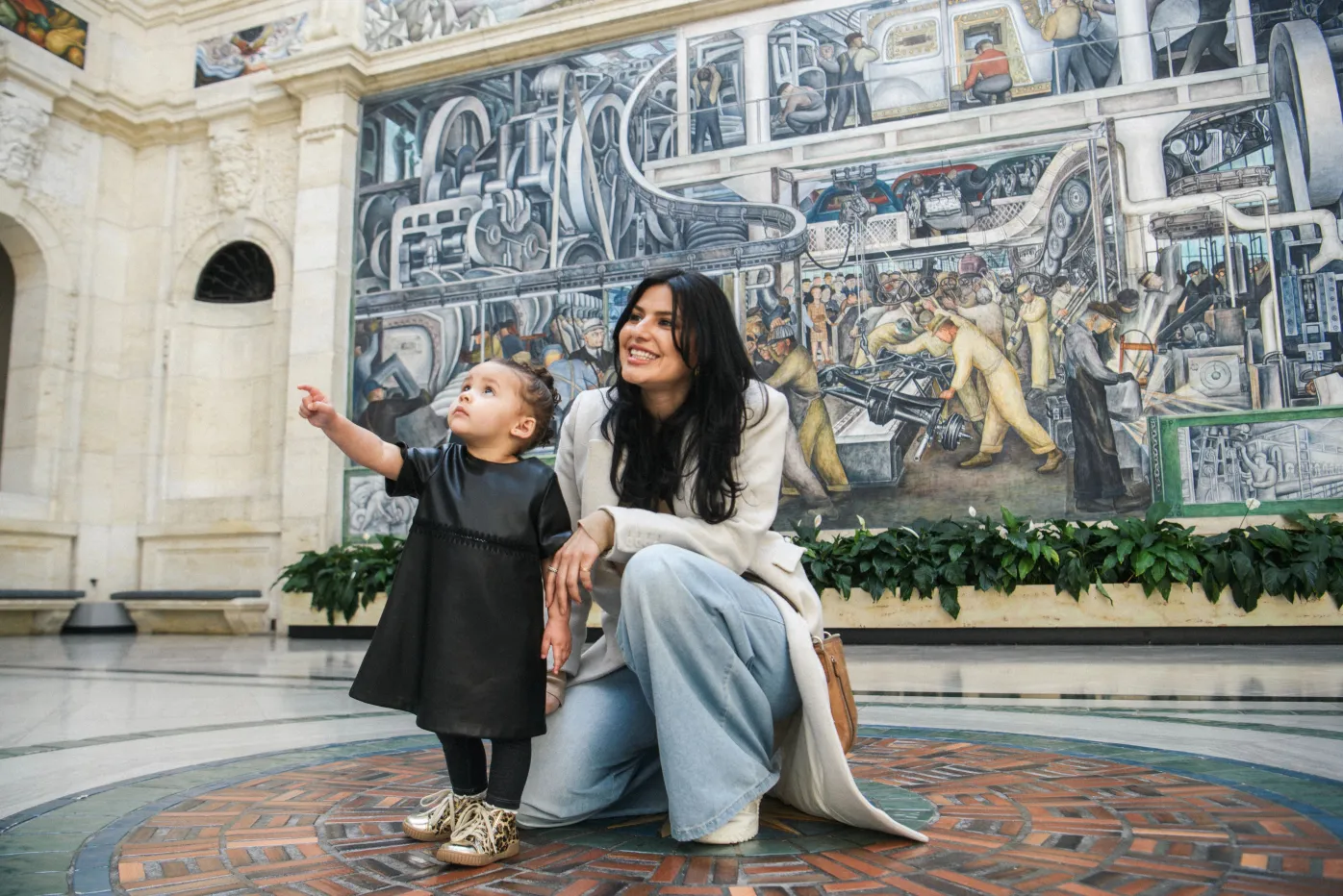 Woman and child in Rivera Court