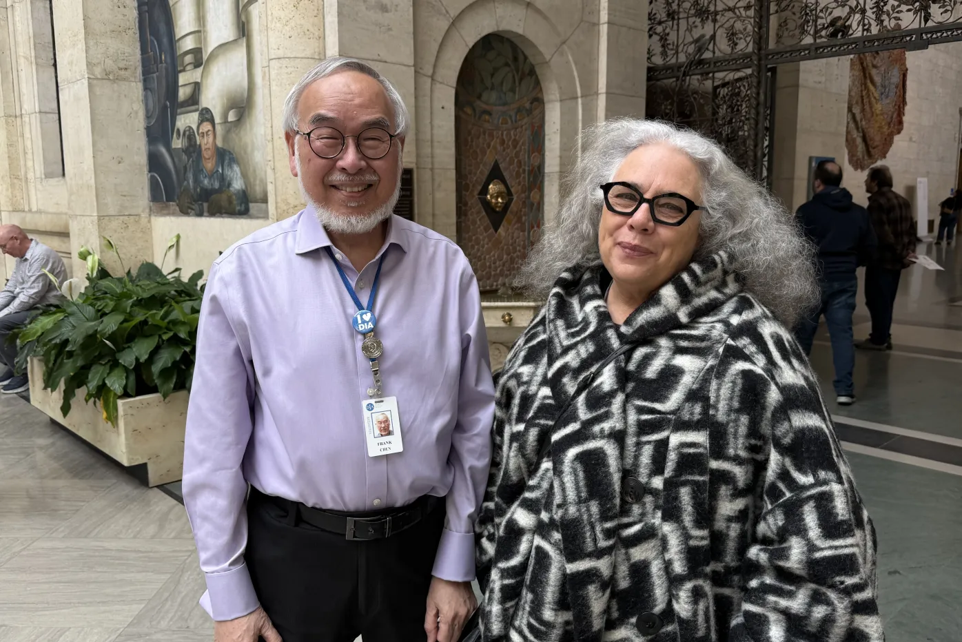 Docent Fran Chen and Alison Saar