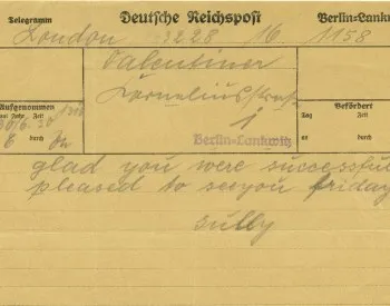 Telegraph from Sully to Valentiner, June 30, 1930