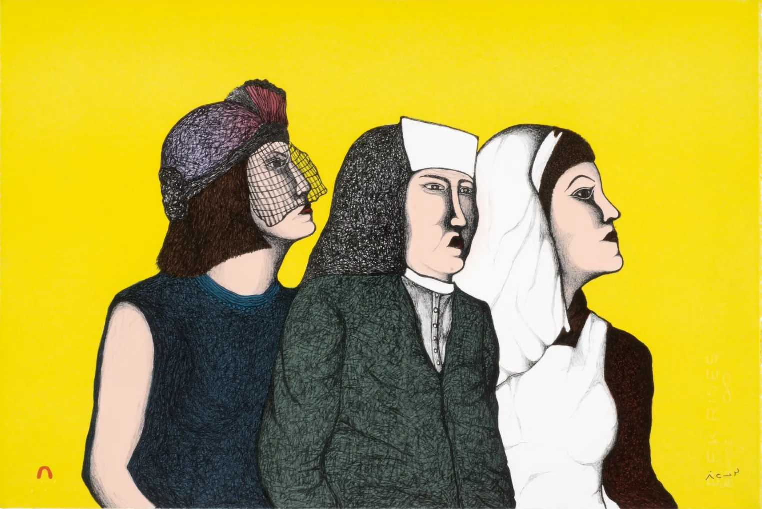 Strange Ladies, 2006, Pitaloosie Saila, Inuit; print, lithograph.