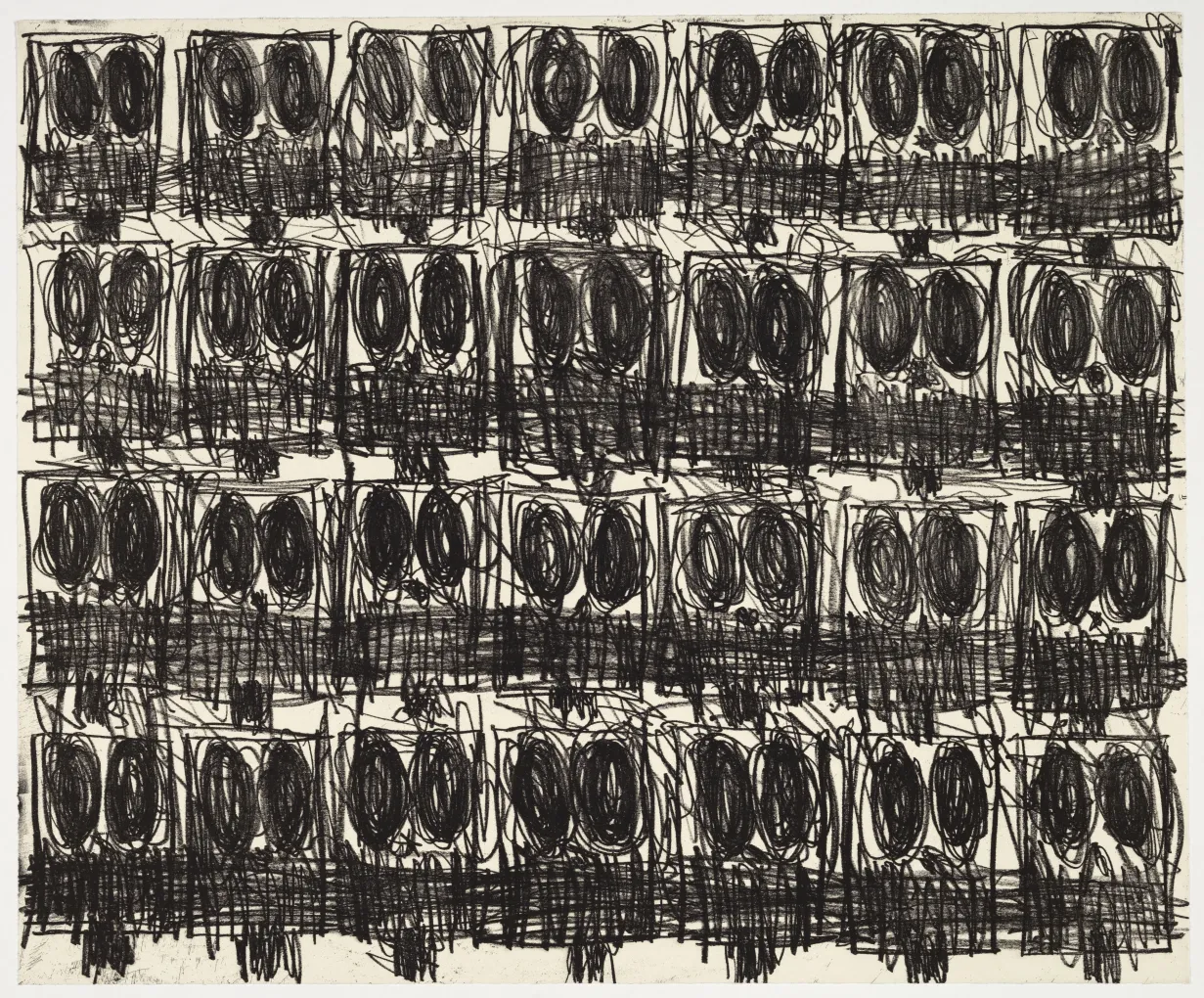 Rashid Johnson, Untitled Anxious Crowd, 2018, soft-ground etching. Detroit Institute of Arts, Museum Purchase, John S. Newberry Fund, 2020.23.