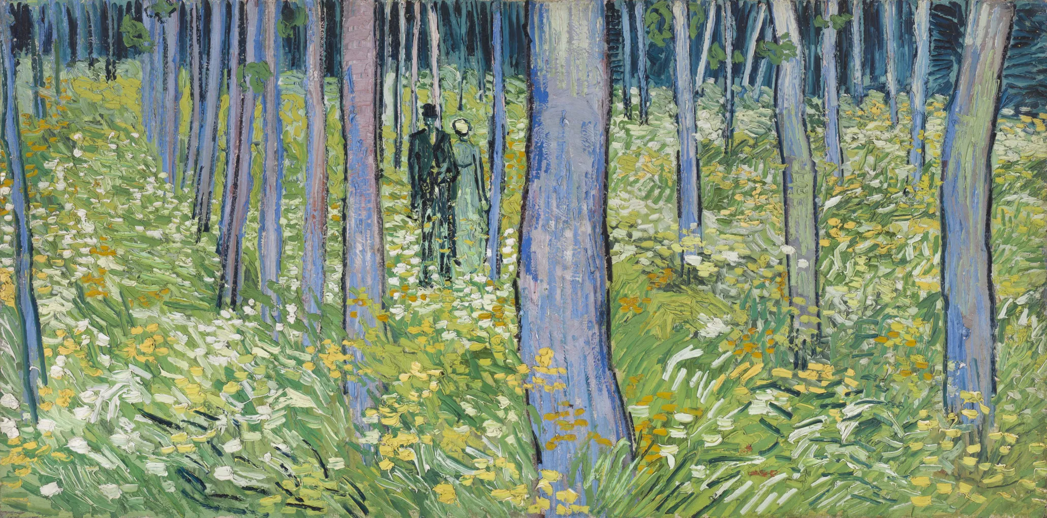 Vincent van Gogh (Dutch, 1853–1890). Undergrowth with Two Figures, 1890. Oil on canvas; 19 1/2 x 39 1/4 in. (49.5 x 99.7 cm). Cincinnati Art Museum, bequest of Mary E. Johnston, 1967.1430