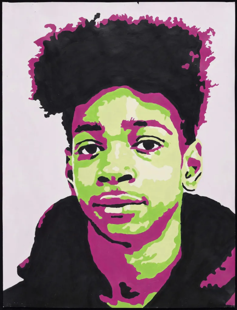 Martrice Hardy, "Self Portrait #2," painting, Grade 10, Teacher Patrick Burton. 