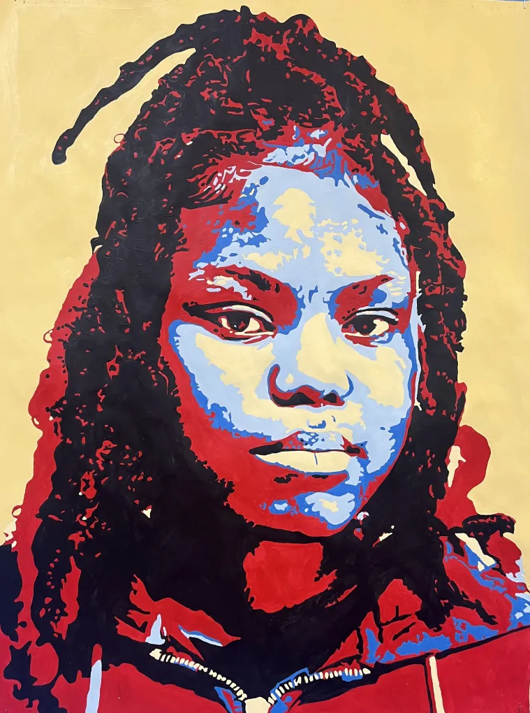 Niachelle Brown, Selfie, painting, grade 10, Denby High School, Teacher: Patrick Burton