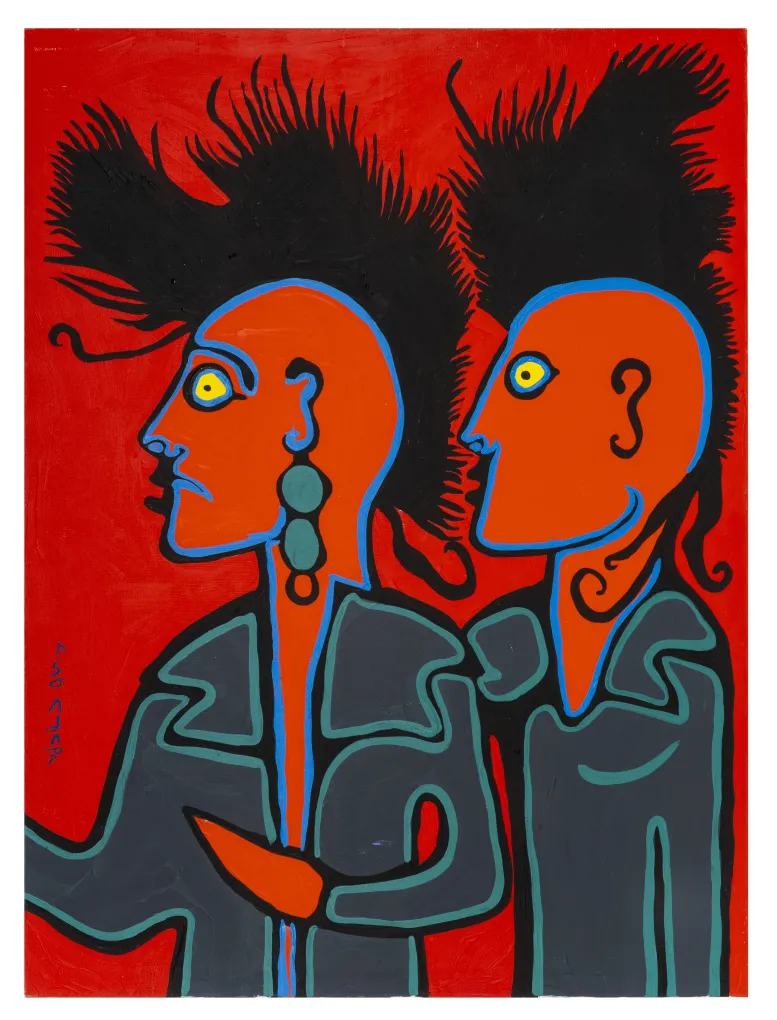 Norval Morrisseau (Bingwi Neyaashi Anishinaabek First Nation), Punk Rockers, 1989. The Estate of Norval Morrisseau