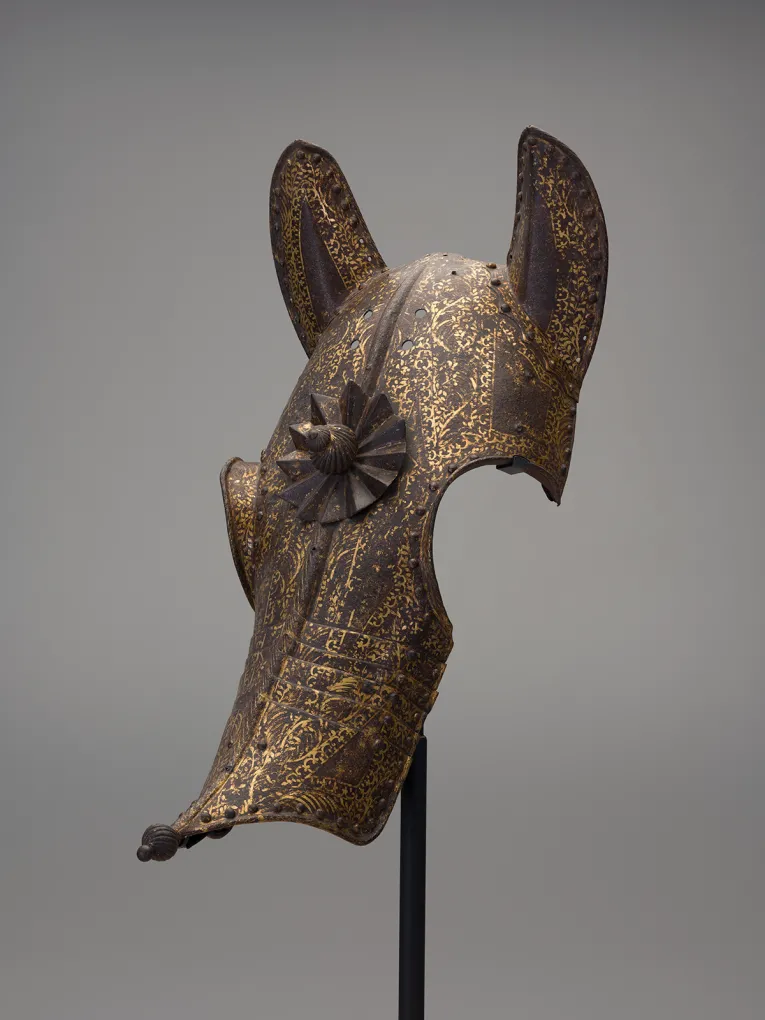 Unknown artists in the circle of the Master MP, Shaffron (horse’s head defense) made for Jean de Croÿ, about 1624. Musée des Beaux-Arts