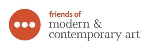 Friends of Modern and Contemporary Art Logo, grey and orange features