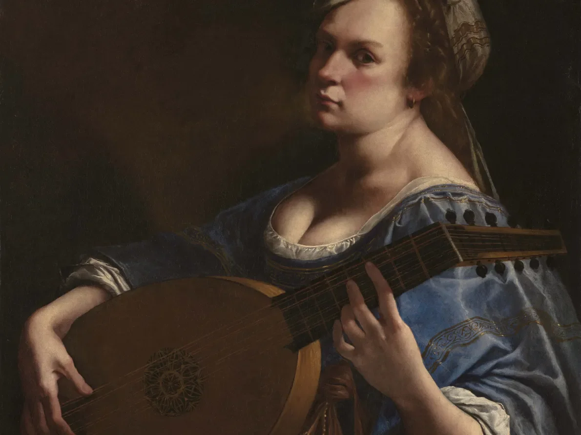 Artemisia Gentileschi (Italian, 1593–1654 or later), "Self-Portrait as a Lute Player," 1615–1617, Oil on canvas. The Wadsworth Atheneum Museum of Art, Charles H. Schwartz Endowment Fund, 2014.4.1