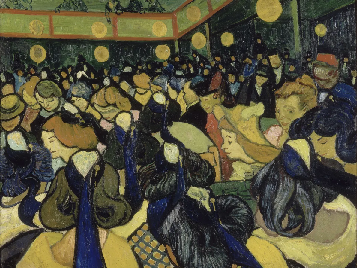 Vincent van Gogh (Dutch, 1853–1890). The Dance Hall at Arles, 1888. Oil on canvas; 25 5/8 x 33 5/8 in. (65 x 85.5 cm). Musée d’Orsay, Paris, gift of M. and Mme André Meyer, 1951, RF 1950-9.