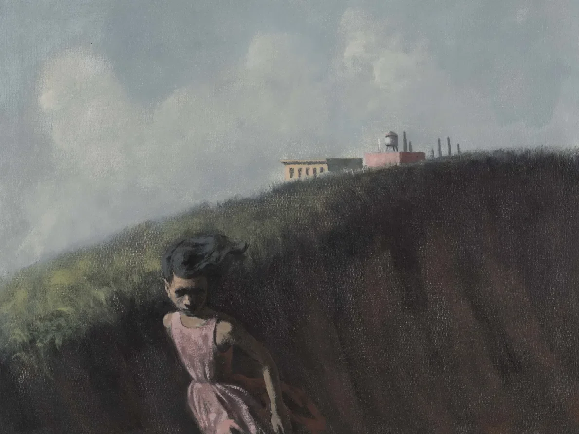 &quot;Girl Fleeing,&quot; 1959, Hughie Lee-Smith, American; oil on canvas. Attorney Jerome Watson and Judge Deborah Geraldine Bledsoe Ford.