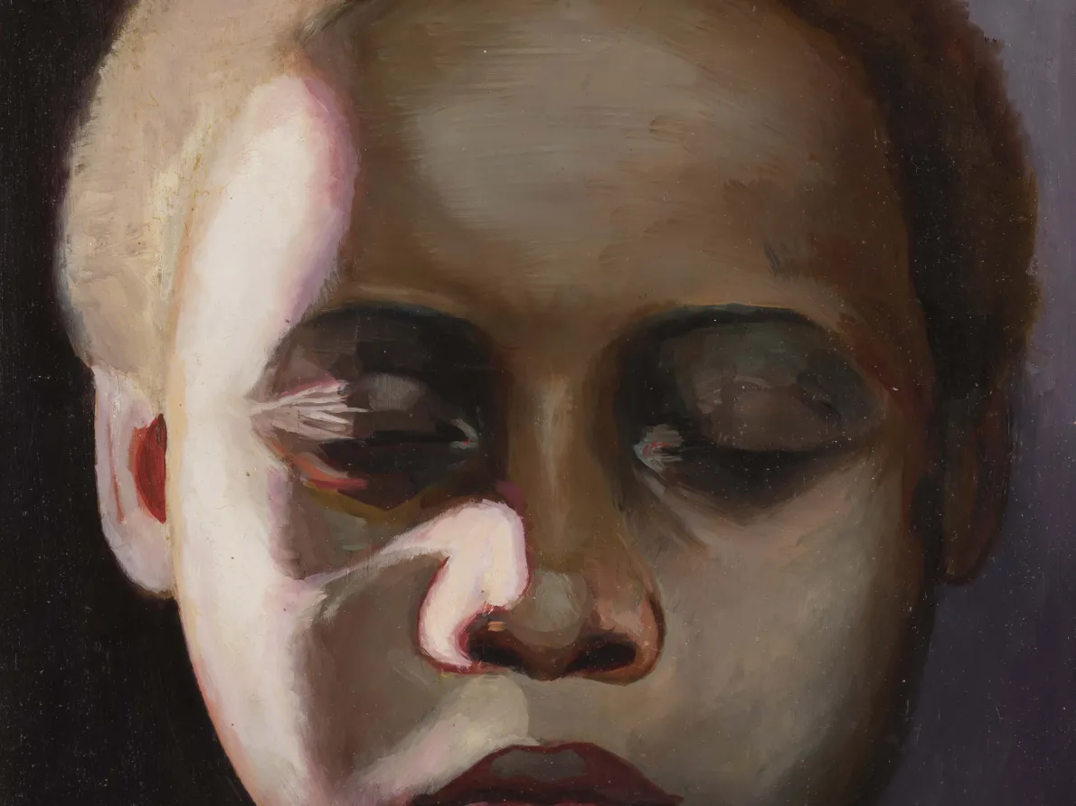 "The Child (Night)," 2011, Tylonn J. Sawyer, American; oil on panel. From the collection of Lorna Thomas, M.D.