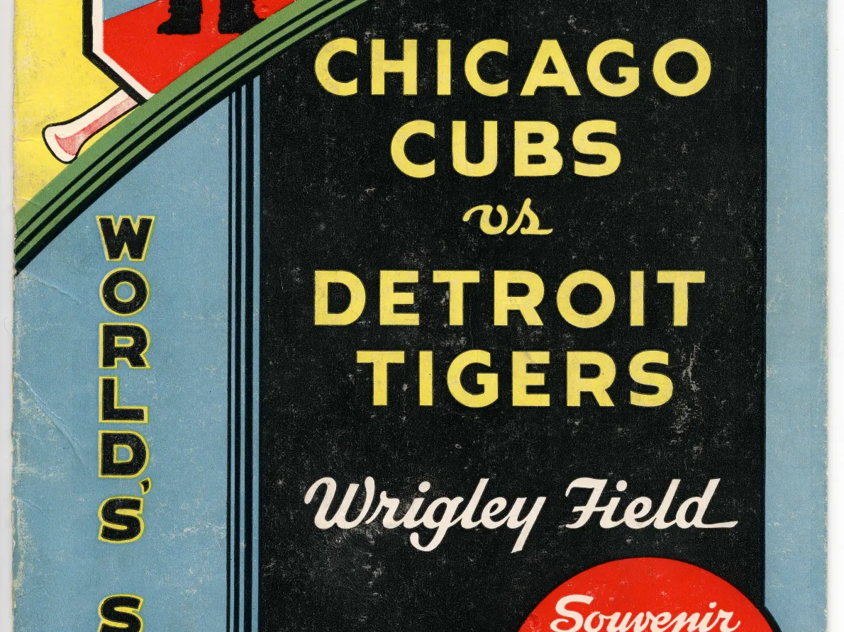 1935 World Series Program, Chicago Cubs vs. Detroit Tigers, 1935, unknown, color ink, black and white ink, paper, Courtesy of E. Powell Miller.
