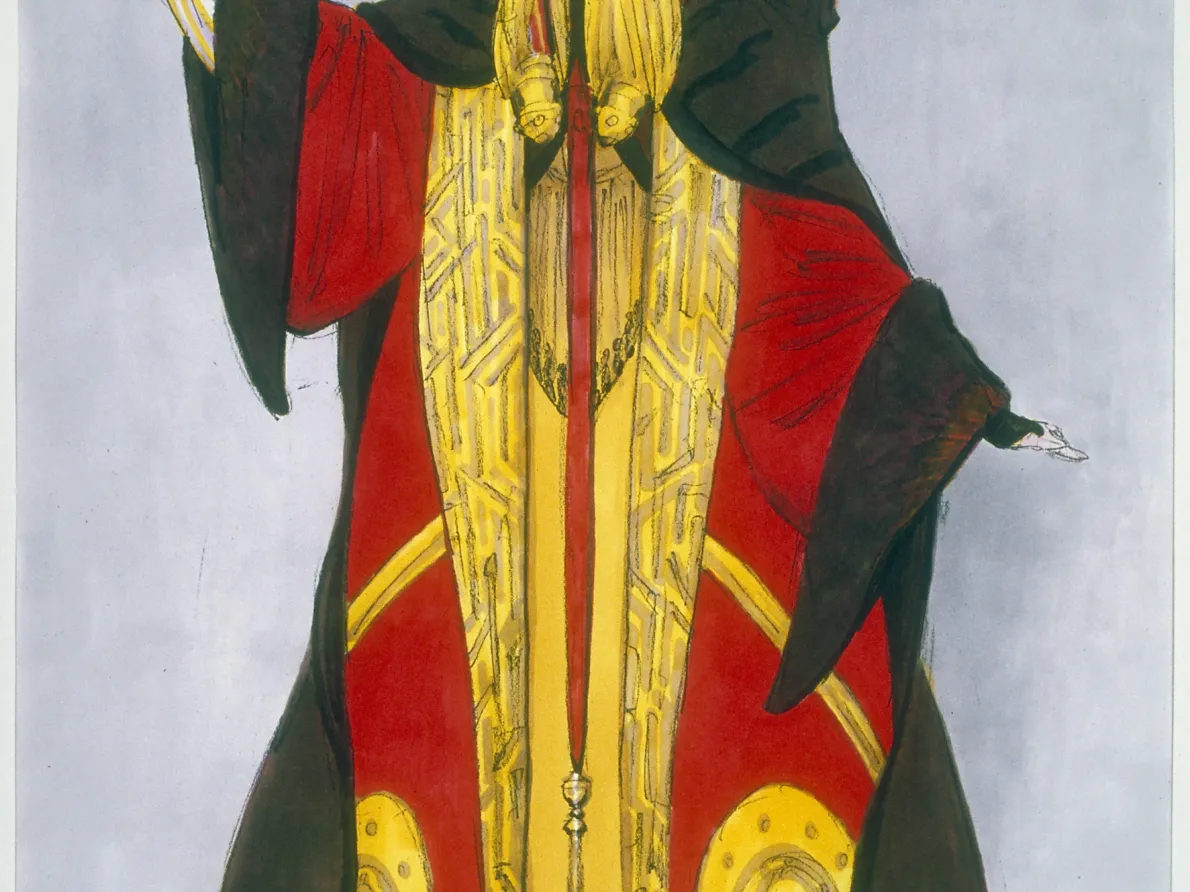 Concept Art, Queen Amidala Senate Gown. Star Wars™: The Phantom Menace. © &amp; ™ 2018 Lucasfilm Ltd. All rights reserved. Used under authorization.