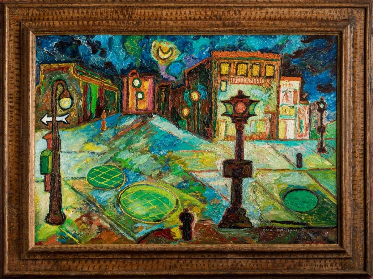 "Greenwich Village," 1945, Beauford Delaney, American; oil on canvas. Mary Anne and Eugene A. Gargaro Jr. Collection.