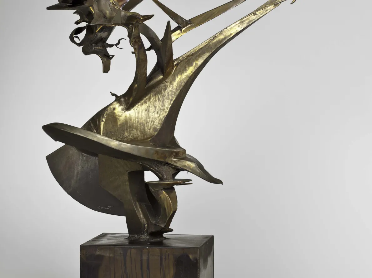 &quot;Flintlock Fantasy,&quot; 1994-1996, Richard Hunt, American; welded bronze. Manoogian Collection.
